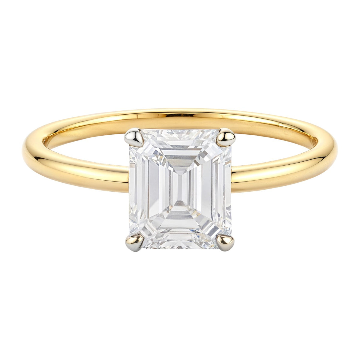 1 Carat Emerald Lab Grown IGI G/VS1 Diamond Solitaire Ring in 10K Yellow Gold