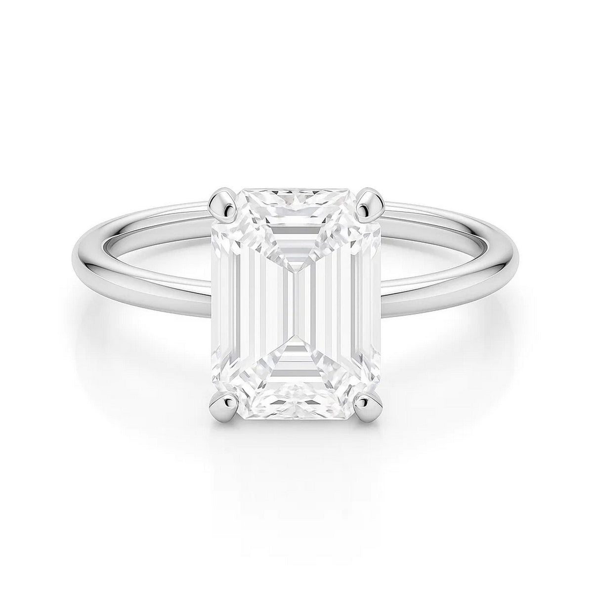 5 Carat Emerald Lab Grown IGI G/VS1 Diamond Solitaire Ring in 10K White Gold