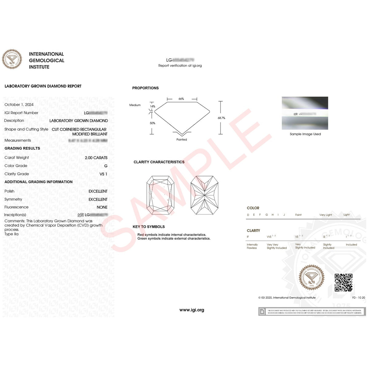 2 Carat Radiant Lab Grown IGI G/VS1 Diamond Solitaire Ring in 10K White Gold