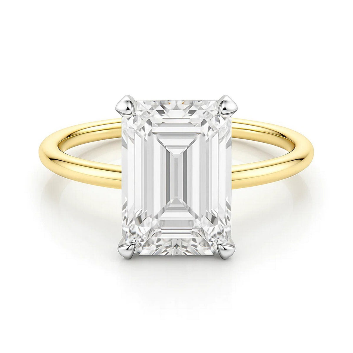 5 Carat Emerald Lab Grown IGI G/VS1 Diamond Solitaire Ring in 10K Yellow Gold