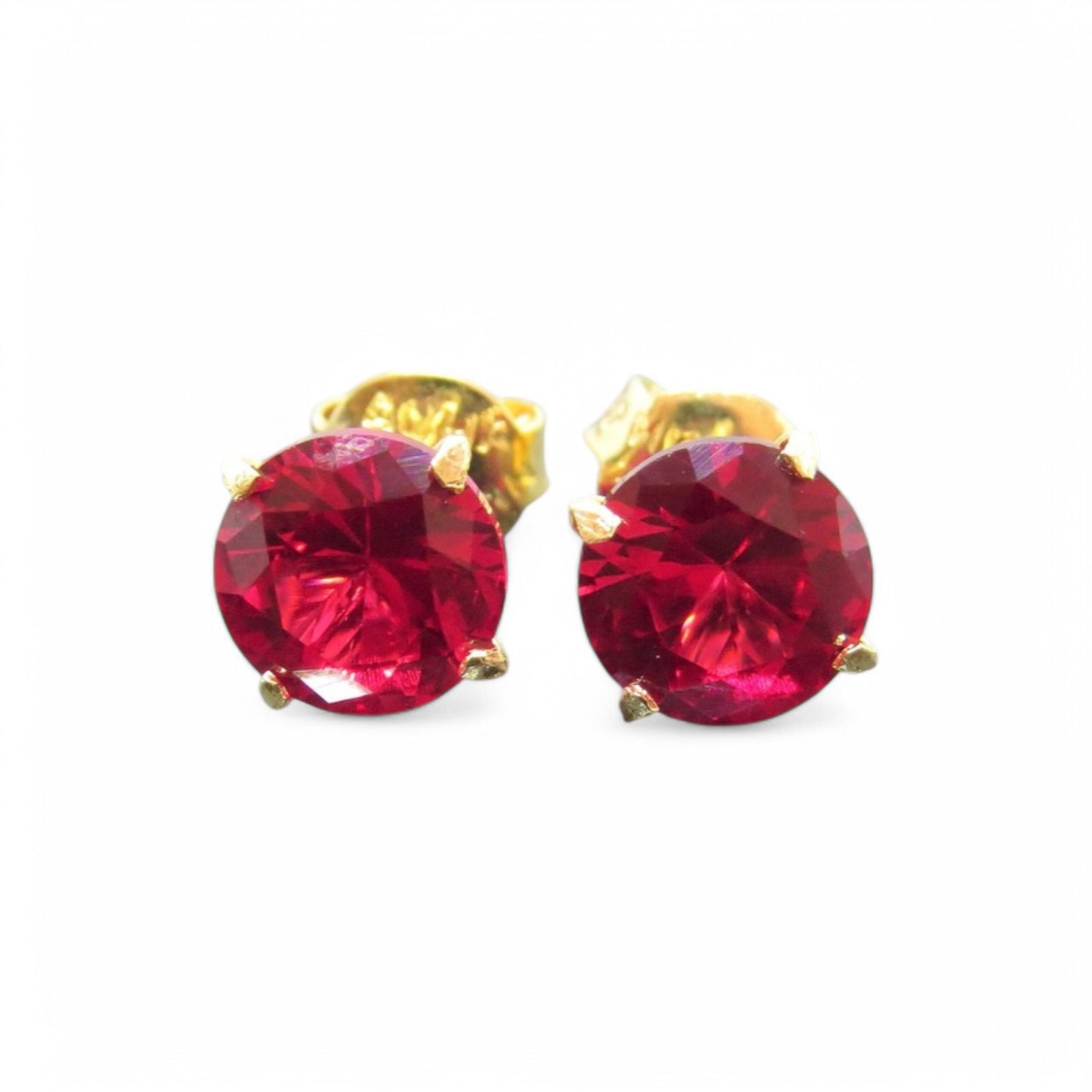 2.56CT Round 7mm Lab Ruby Studs - GEMPARA