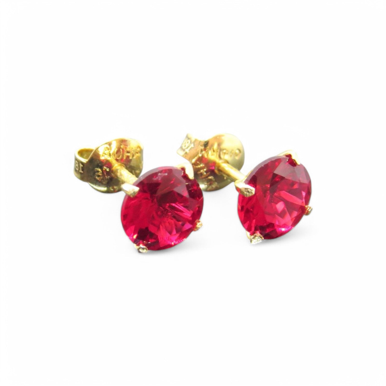 2.56CT Round 7mm Lab Ruby Studs - GEMPARA