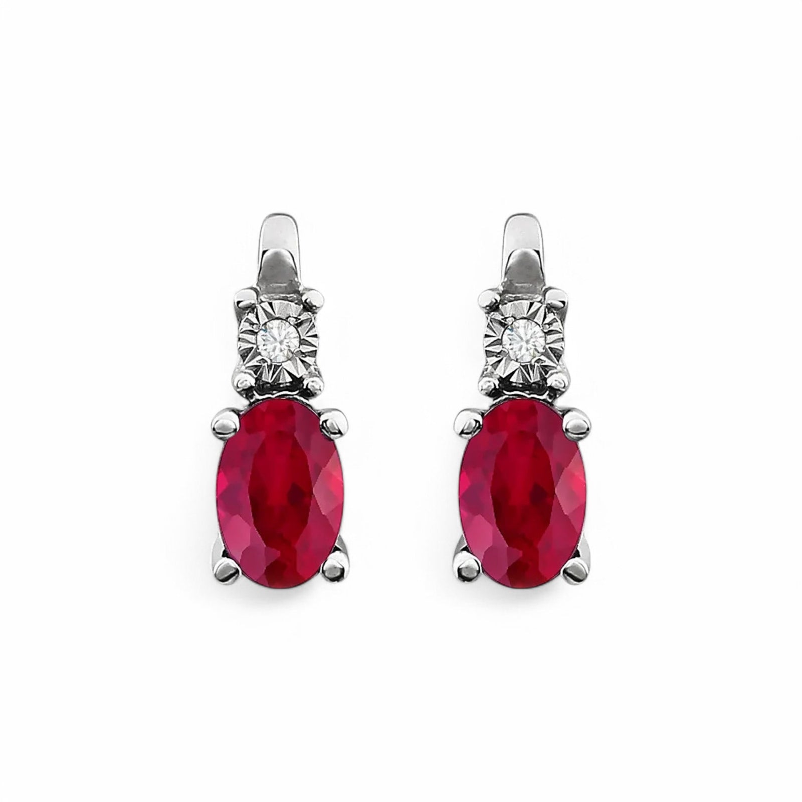 0.90CT Oval Ruby & Moissanite Drop Earrings - GEMPARA