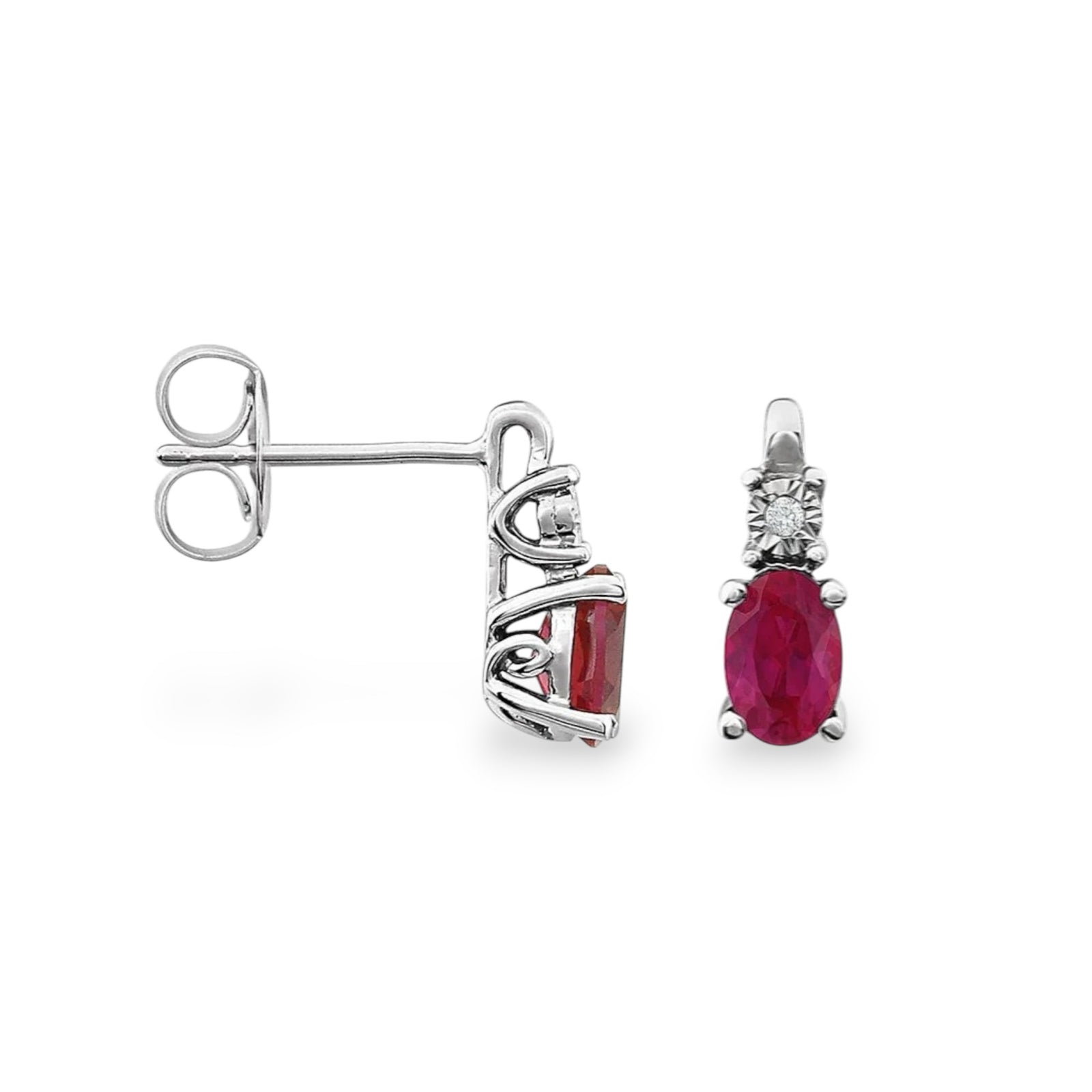 0.90CT Oval Ruby & Moissanite Drop Earrings - GEMPARA