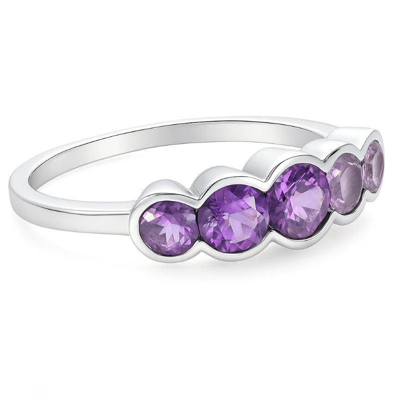 Scallop Oval Amethyst Ring - GEMPARA