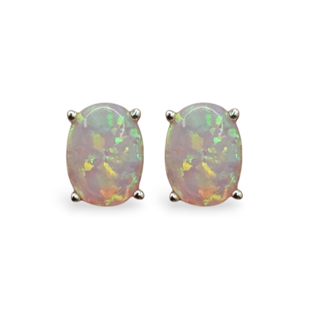 8CT Ethereal Glow Ethiopian Opal Stud Earrings - GEMPARA