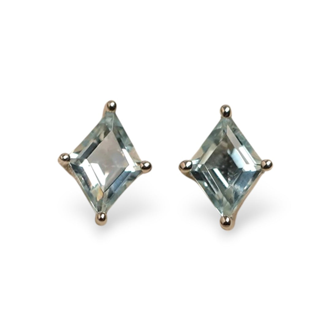 3CT Aquamarine kite cut Studs - GEMPARA