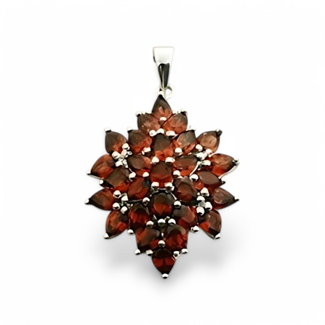 2CT Fiery Garnet Cluster Pendant - GEMPARA