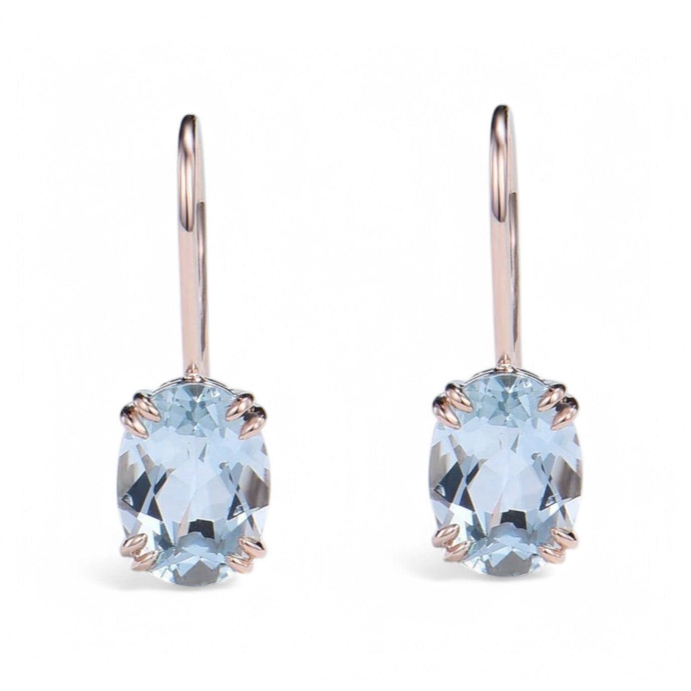 Vintage Oval Aquamarine drop Earrings - GEMPARA