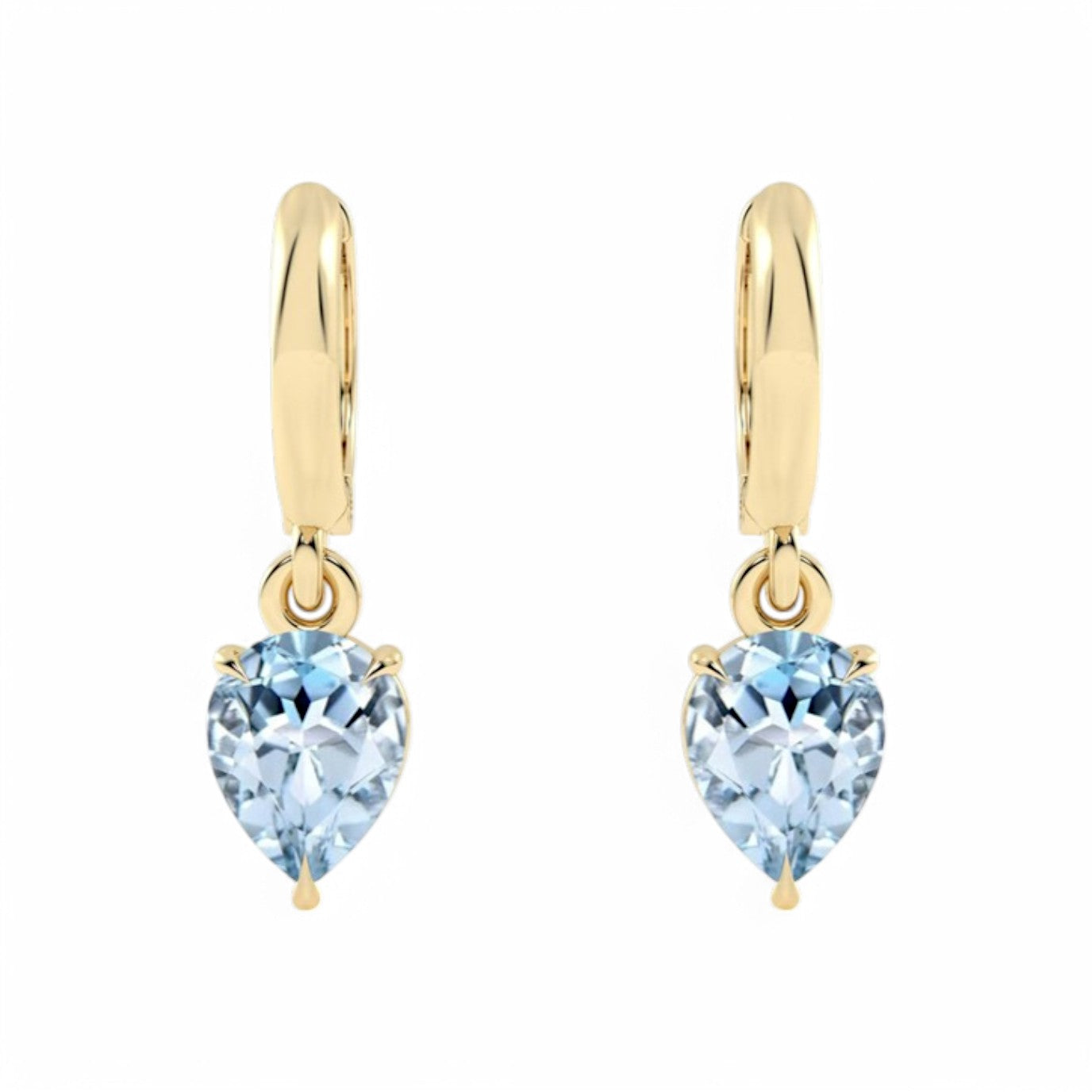 Aquamarine Pear cut Dangle Drop Earrings - GEMPARA