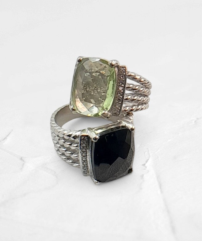 Black Onyx Elongated Cusion cut ring - GEMPARA
