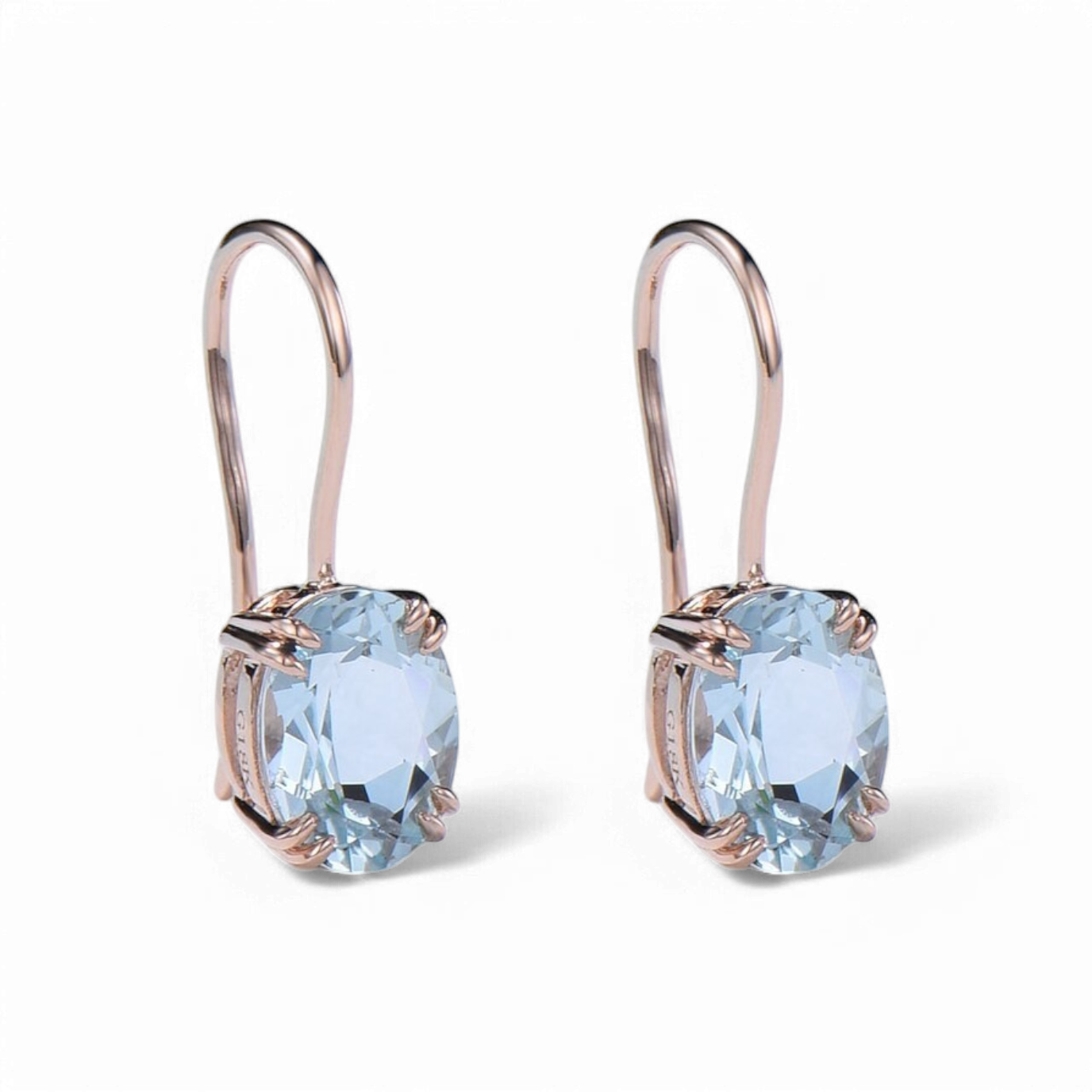 Vintage Oval Aquamarine drop Earrings - GEMPARA