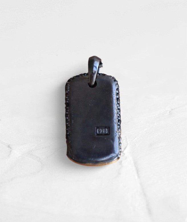 Round cut Pave Black Onyx Wave Tag Pendant - GEMPARA