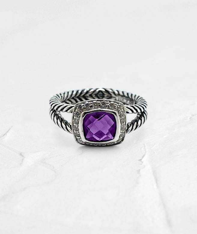 Cushion cut Amethyst Sterling Silver Ring - GEMPARA