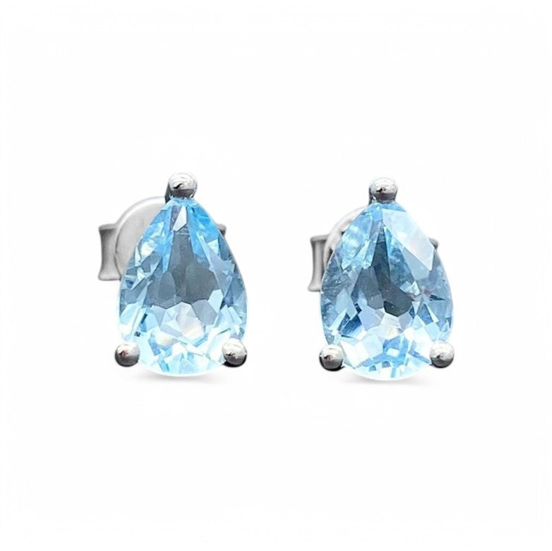 1CT Aquamarine Pear cut Studs - GEMPARA