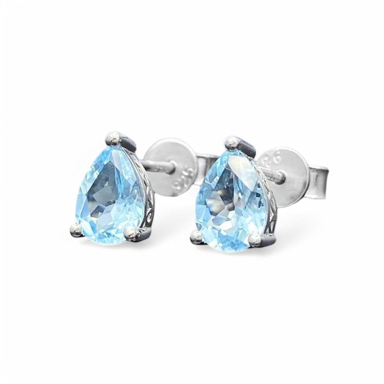 1CT Aquamarine Pear cut Studs - GEMPARA