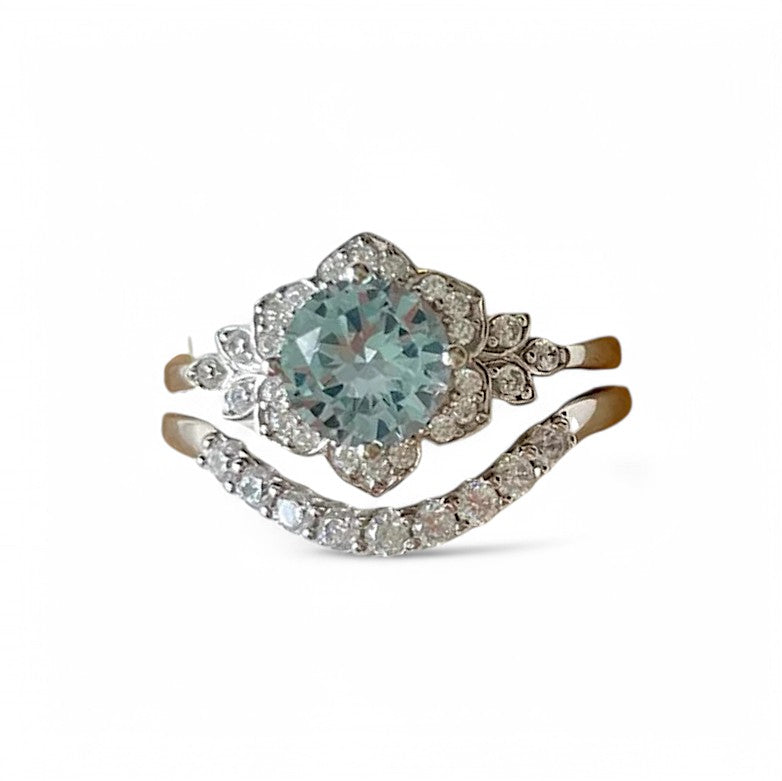 Vintage Natural Aquamarine Ring Set - GEMPARA
