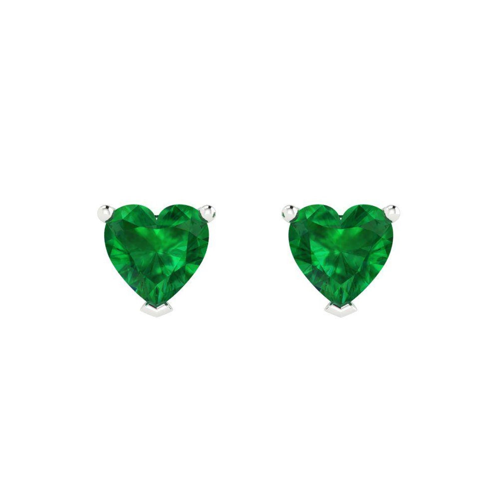 Heart Cut Lab Emerald Earrings - GEMPARA