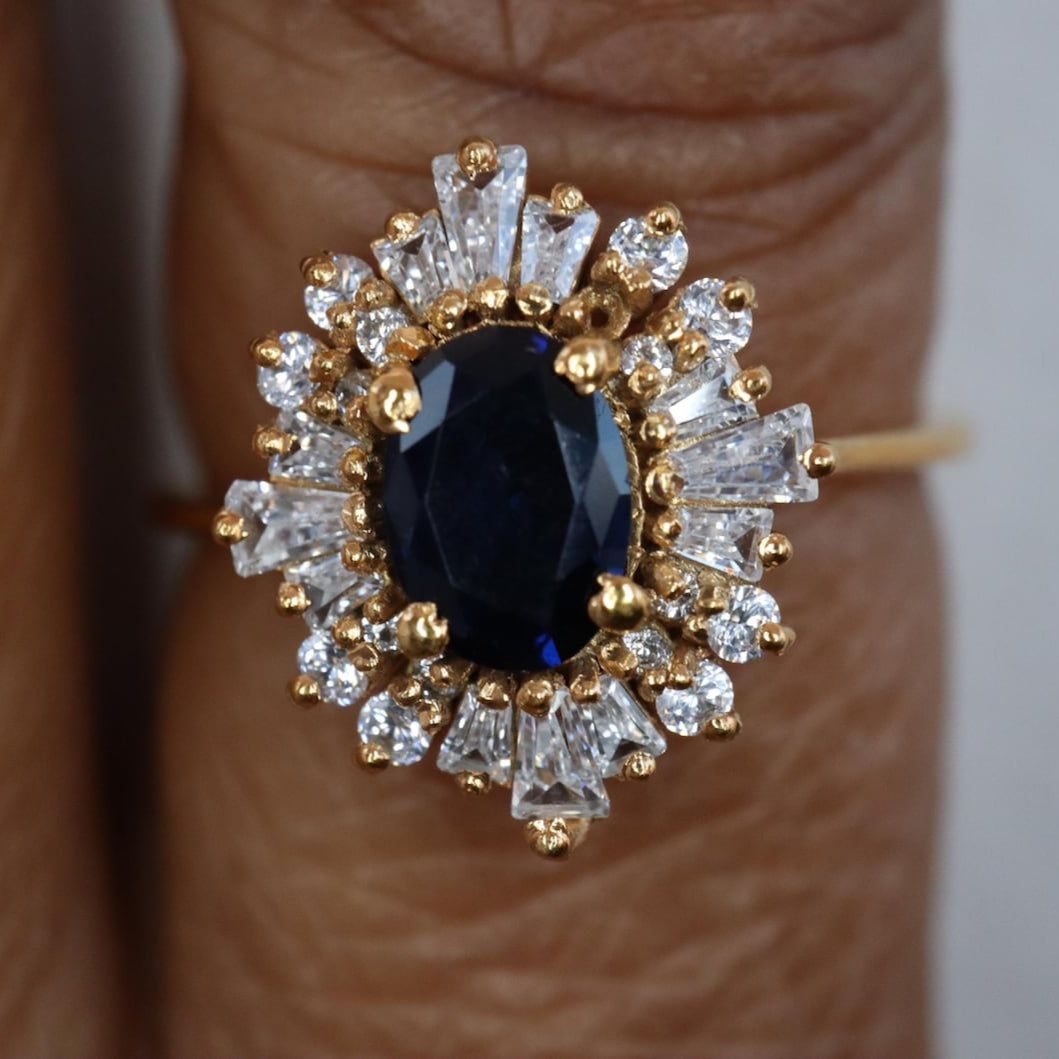 Victoria Lab Blue Sapphire Cluster Ring - GEMPARA