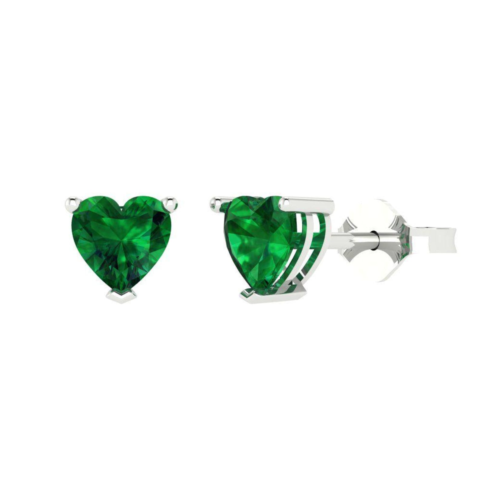 Heart Cut Lab Emerald Earrings - GEMPARA
