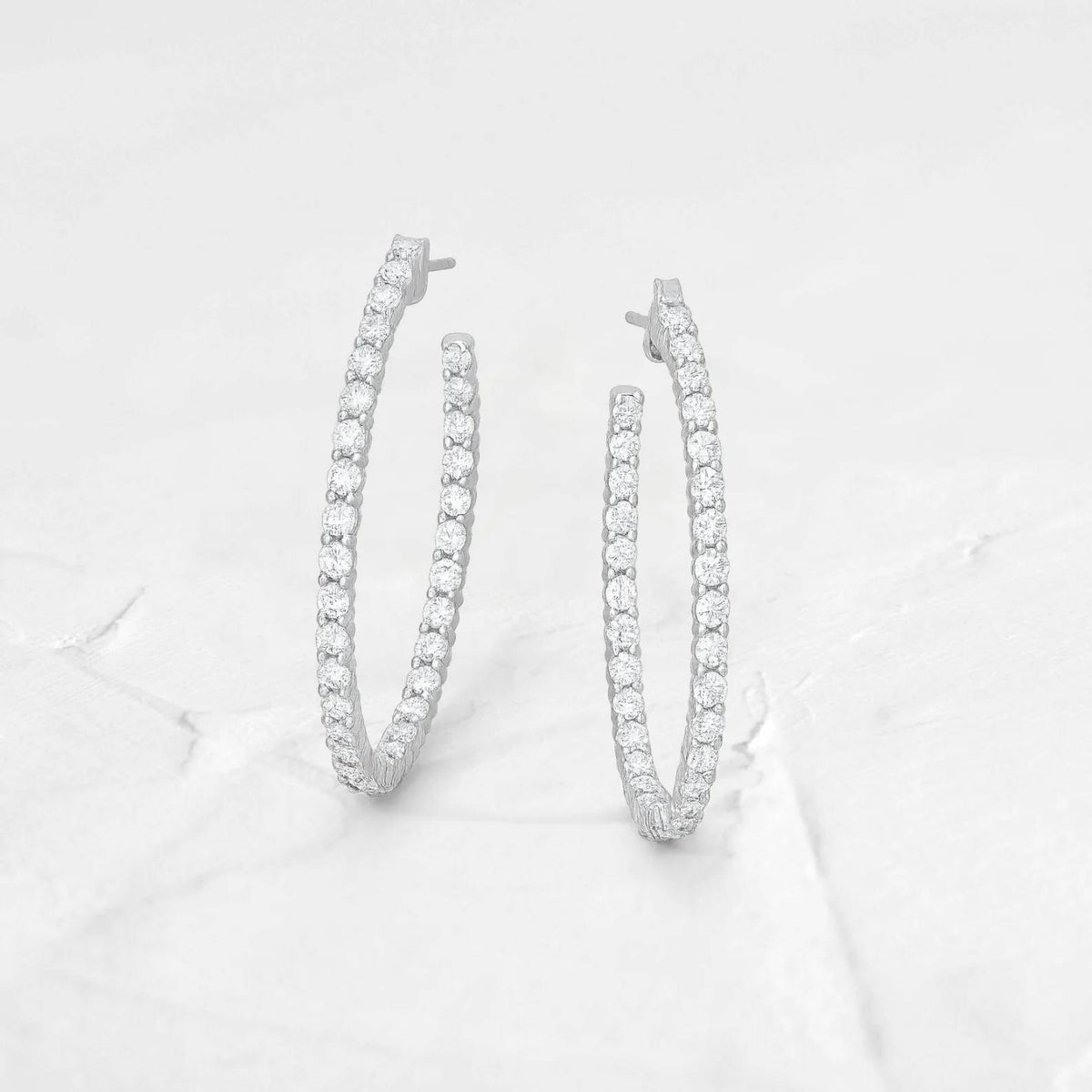 925 sterling silver moissanite east west hoops - GEMPARA