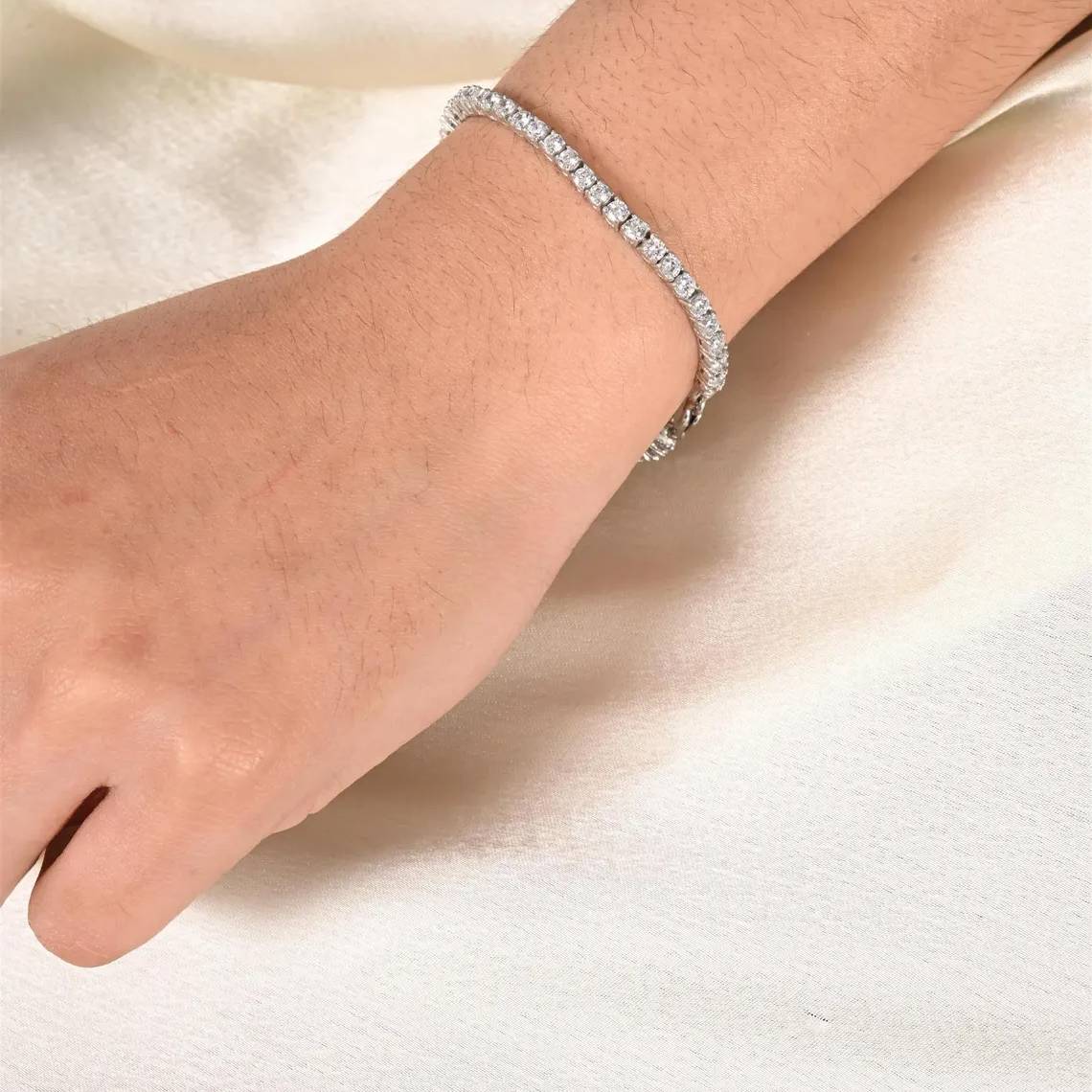 925 Sterling silver Classic Moissanite Line Bracelet Tennis Bracelet - GEMPARA