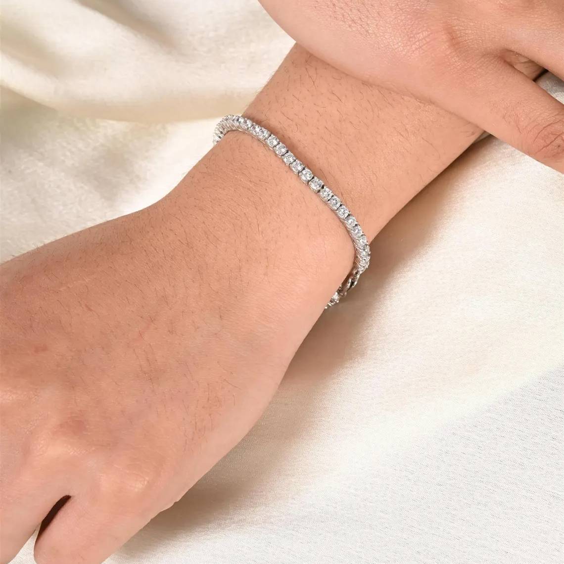 925 Sterling silver Classic Moissanite Line Bracelet Tennis Bracelet - GEMPARA