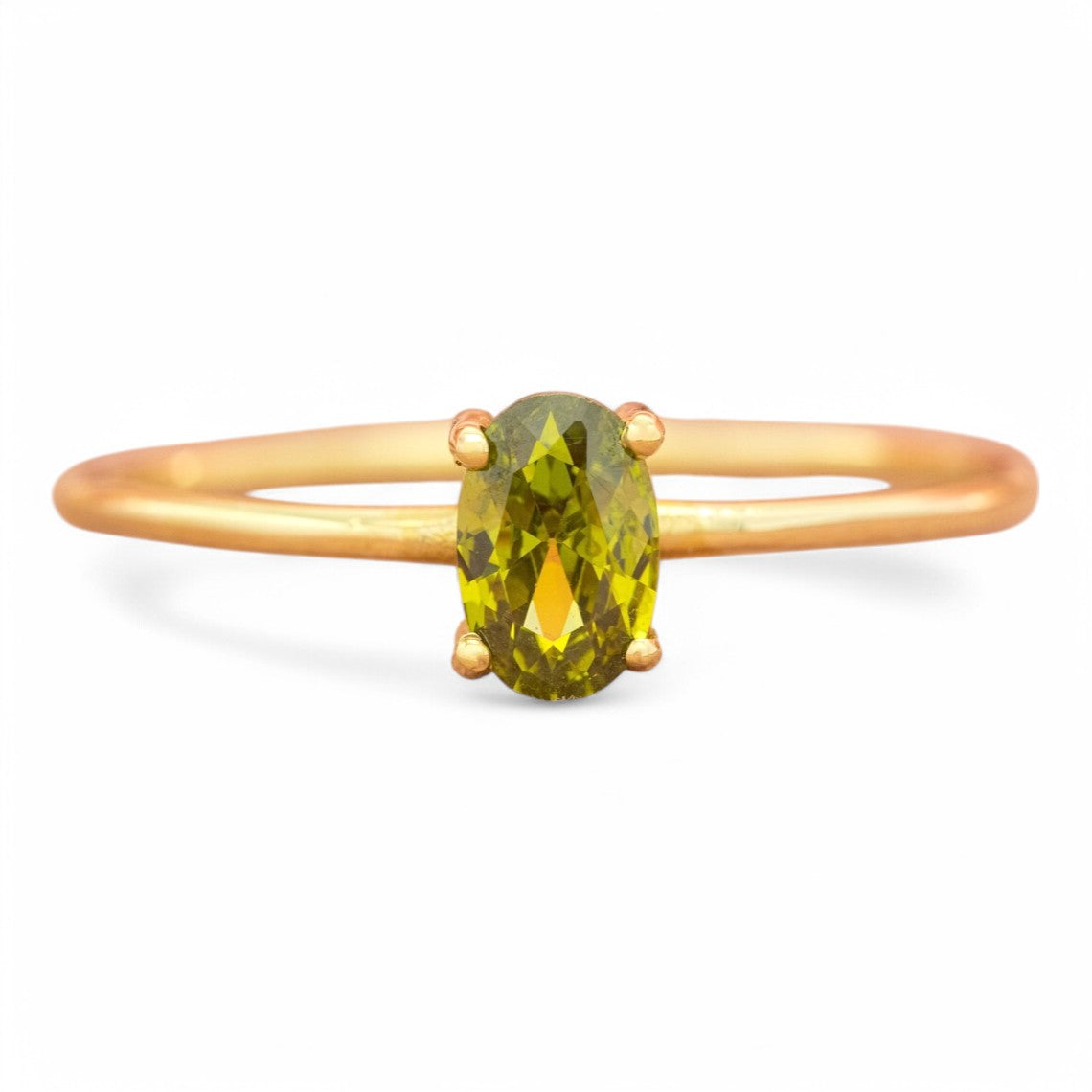 0.68CT Oval Peridot Solitaire Ring - GEMPARA