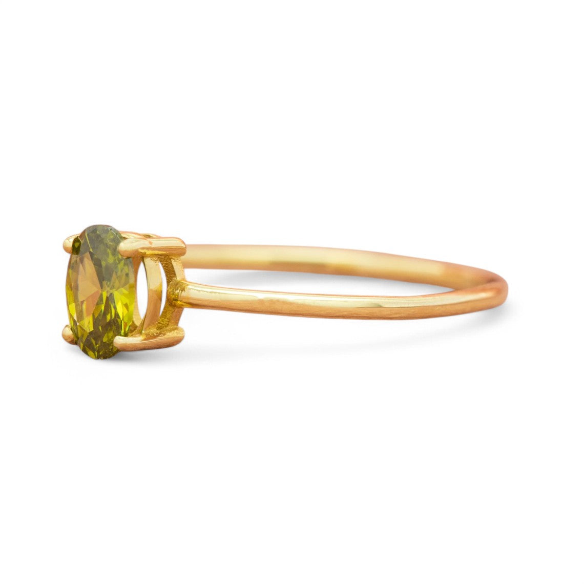 0.68CT Oval Peridot Solitaire Ring - GEMPARA