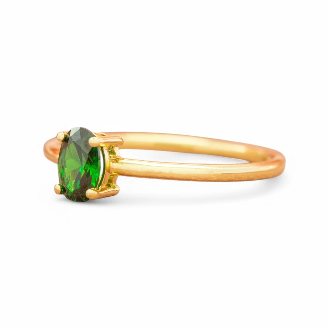 0.68CT Oval Lab Emerald Solitaire Ring - GEMPARA