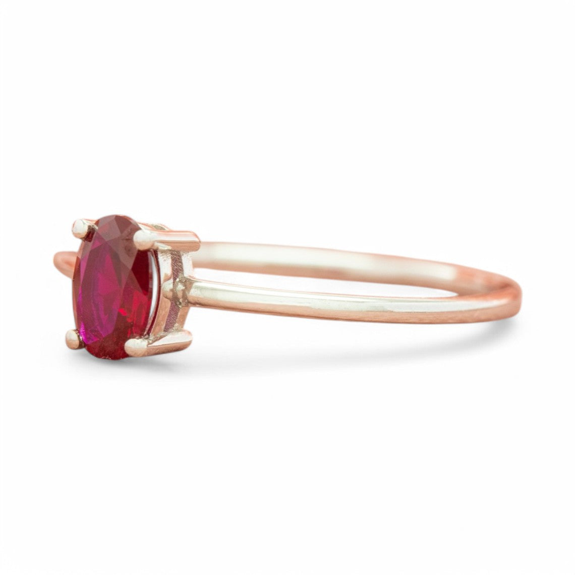 0.68CT Oval Lab Ruby Solitaire Ring - GEMPARA