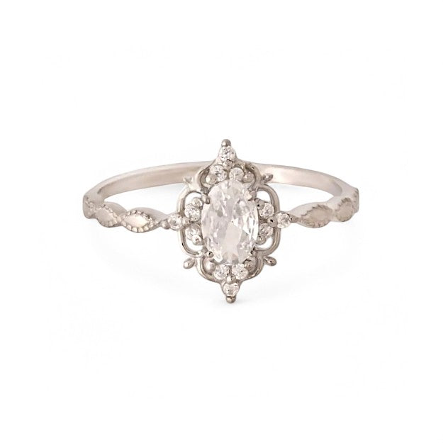1CT Oval cut Vintage Lab Diamond Ring - GEMPARA
