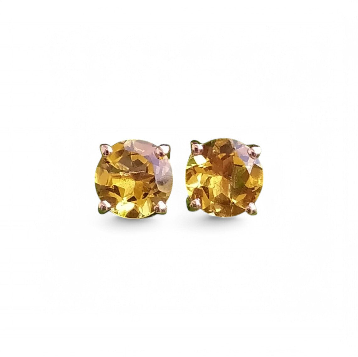 2CT Round Citrine Stud Earrings - GEMPARA
