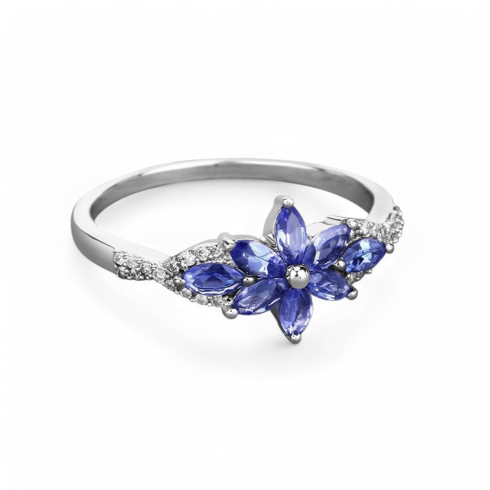 Marquise cut Tanzanite Floral Cluster  Ring - GEMPARA