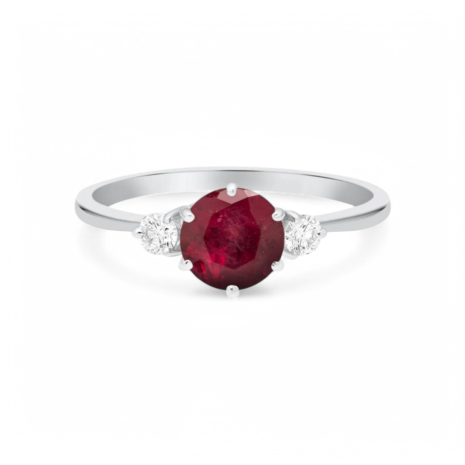 0.68CT Oval Lab Ruby Solitaire Ring - GEMPARA