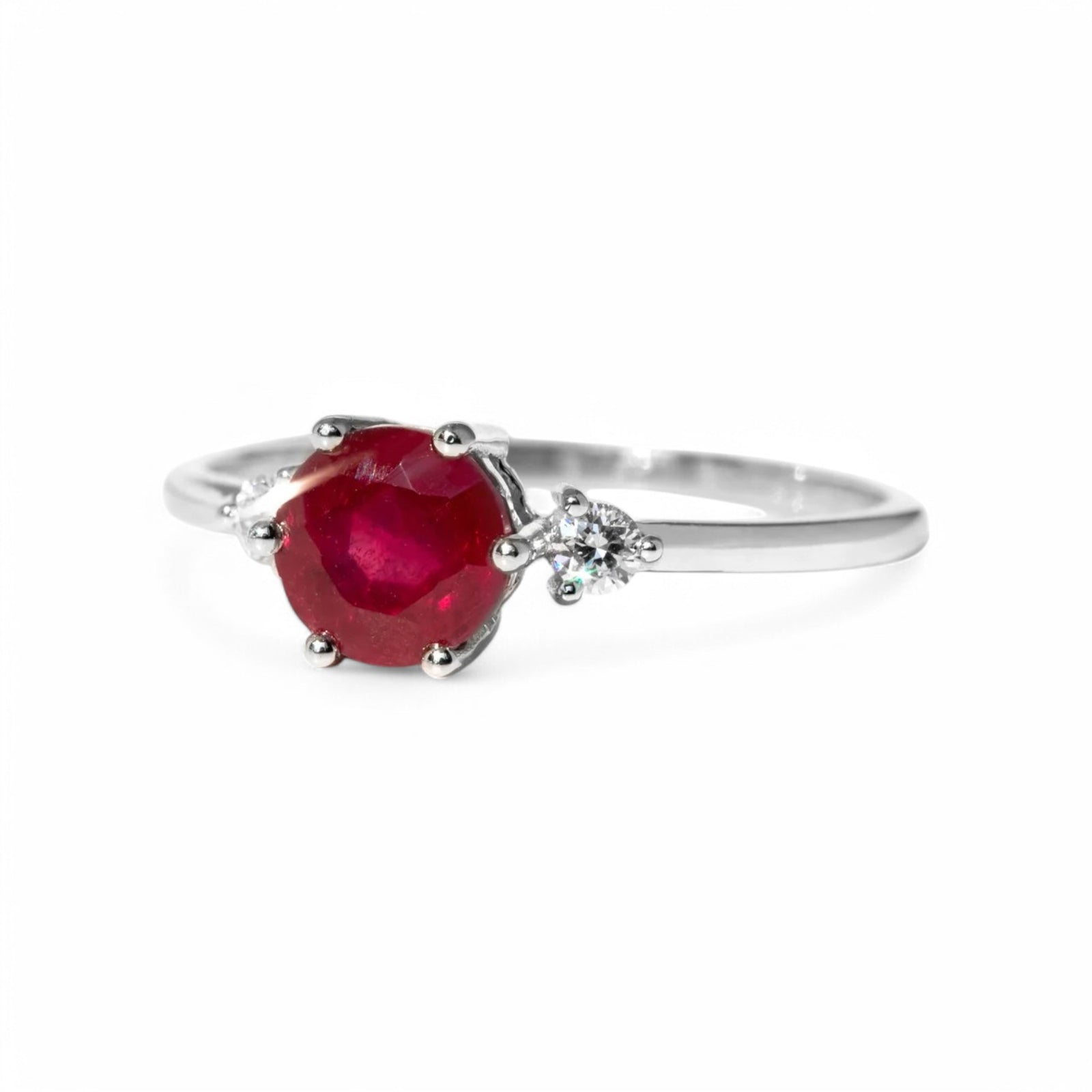 0.68CT Oval Lab Ruby Solitaire Ring - GEMPARA