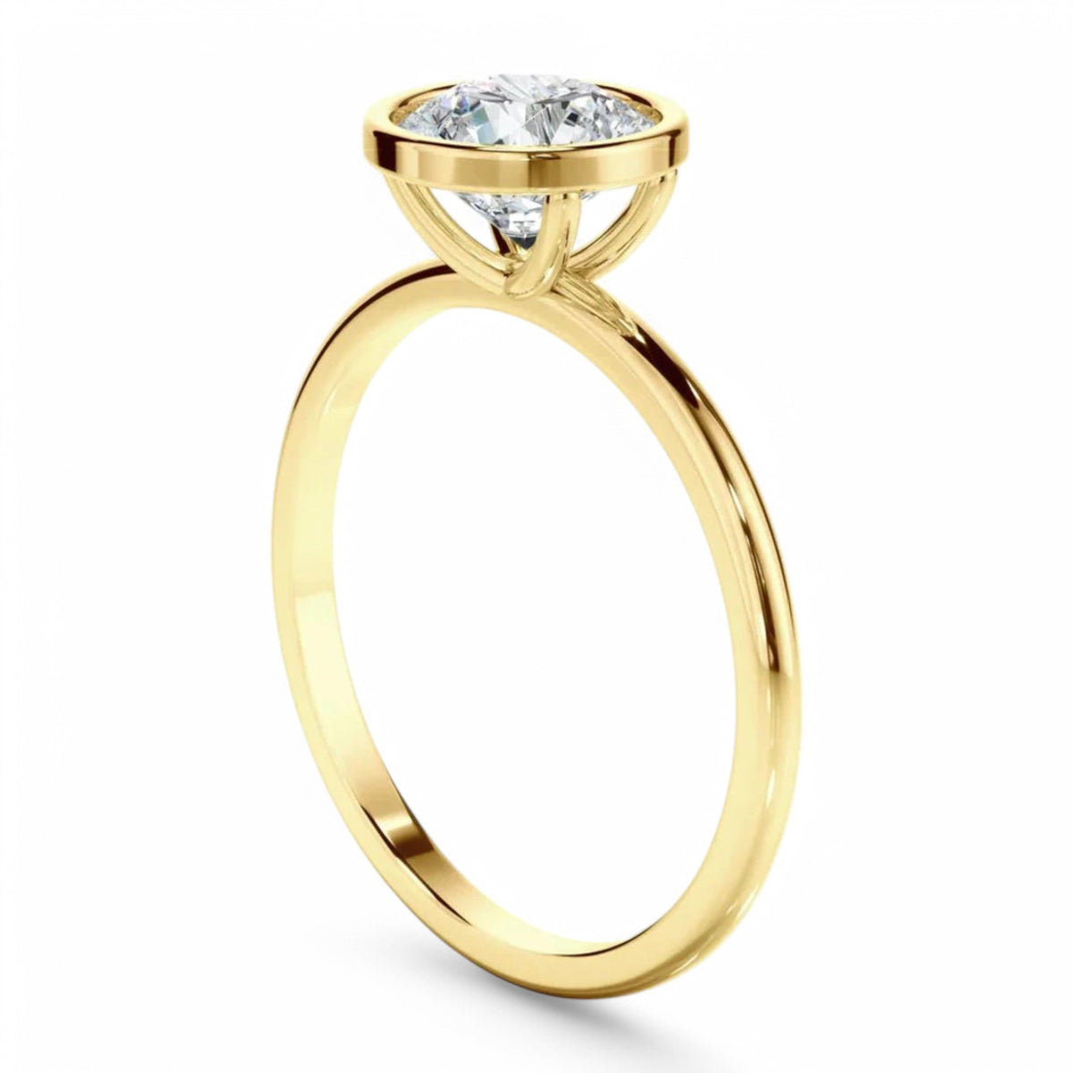 Savi Round cut Solitaire Bezel Lab Diamond Ring - GEMPARA