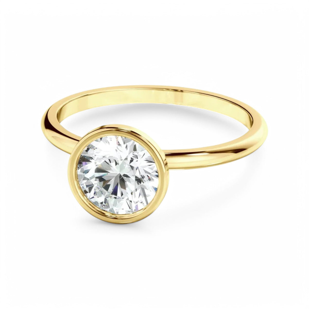 Savi Round cut Solitaire Bezel Lab Diamond Ring - GEMPARA