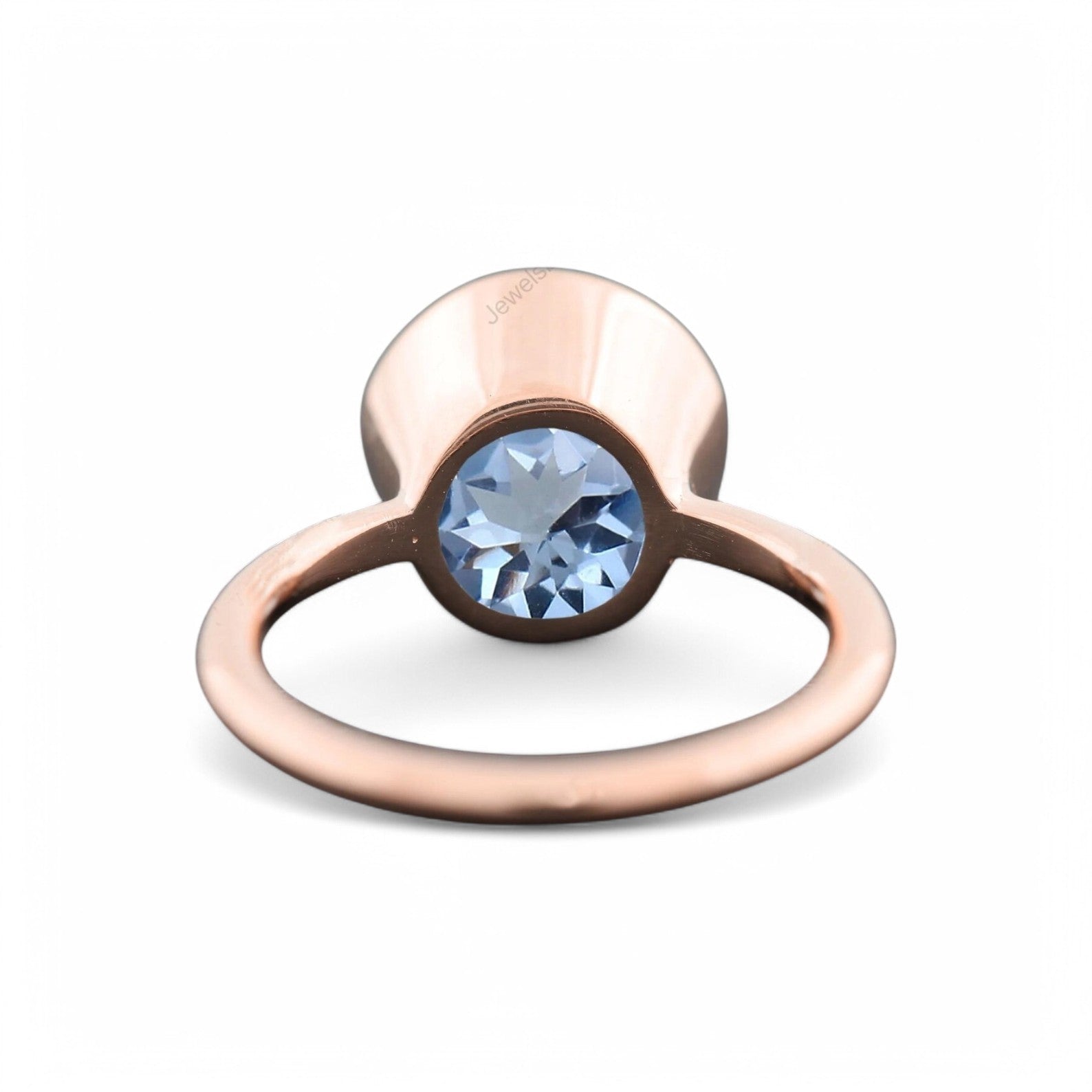 Round cut Bezel Aquamarine Ring - GEMPARA