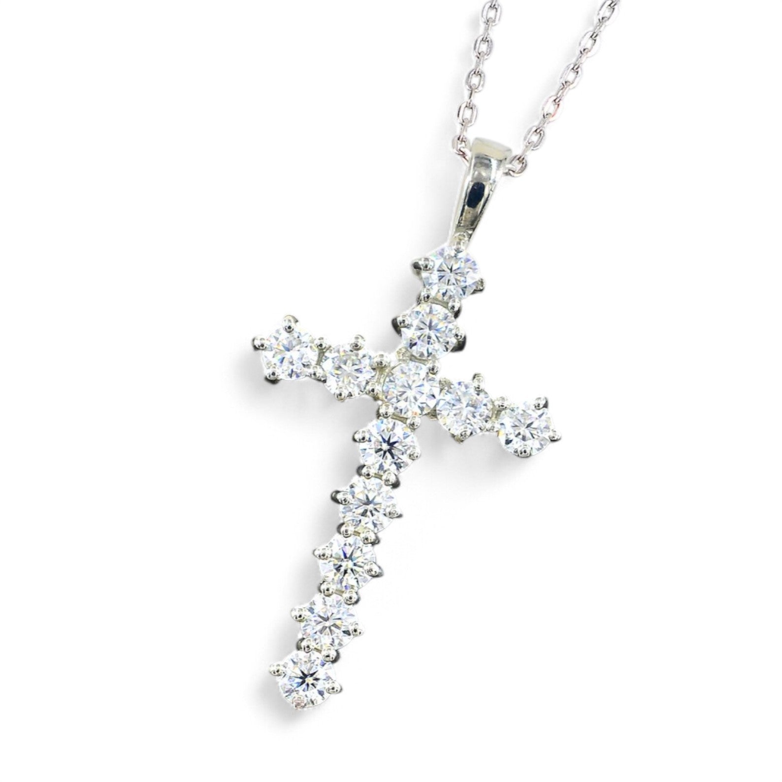 Grace Round cut Lab Diamond Cross Pendant - GEMPARA