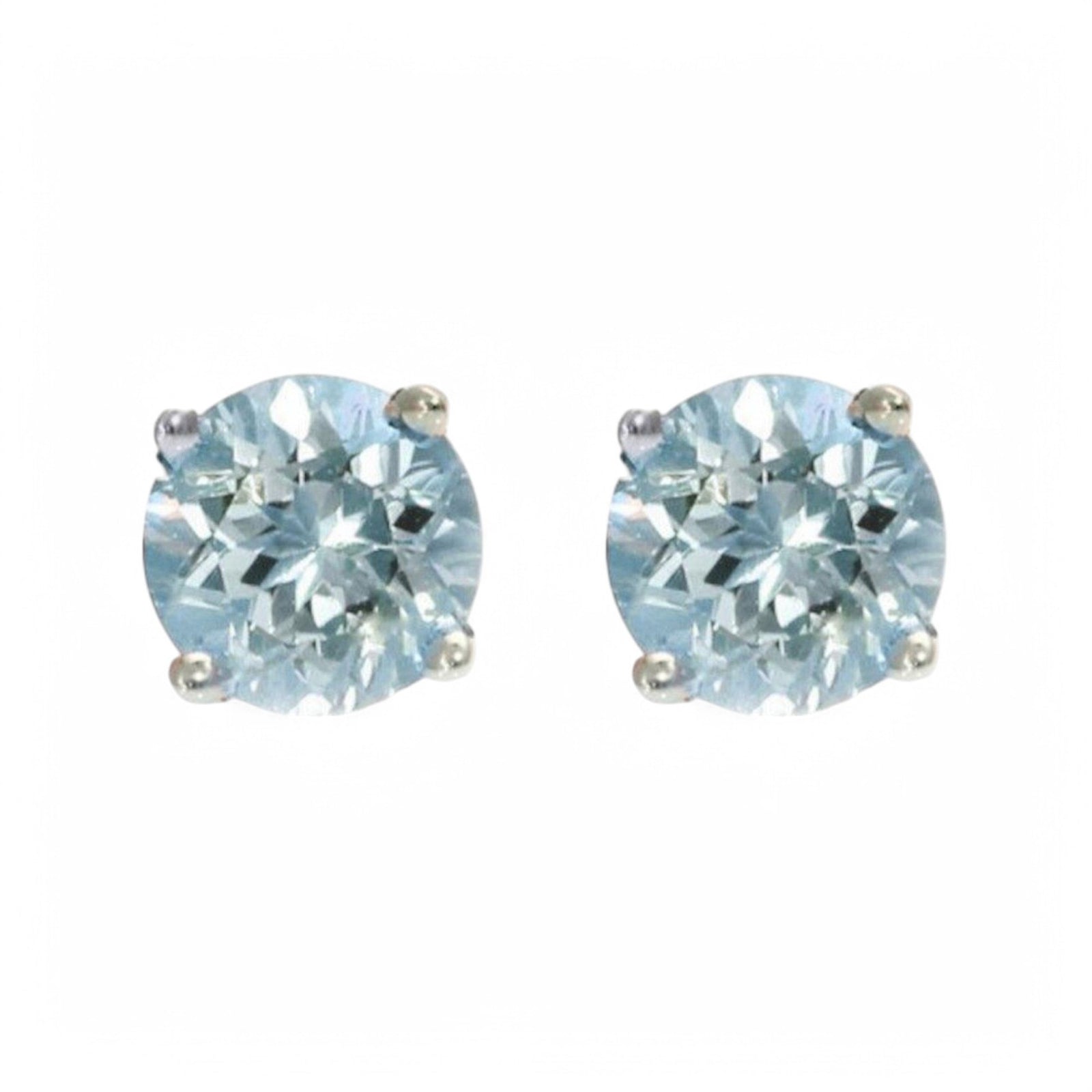 3CT Aquamarine Round cut Studs - GEMPARA