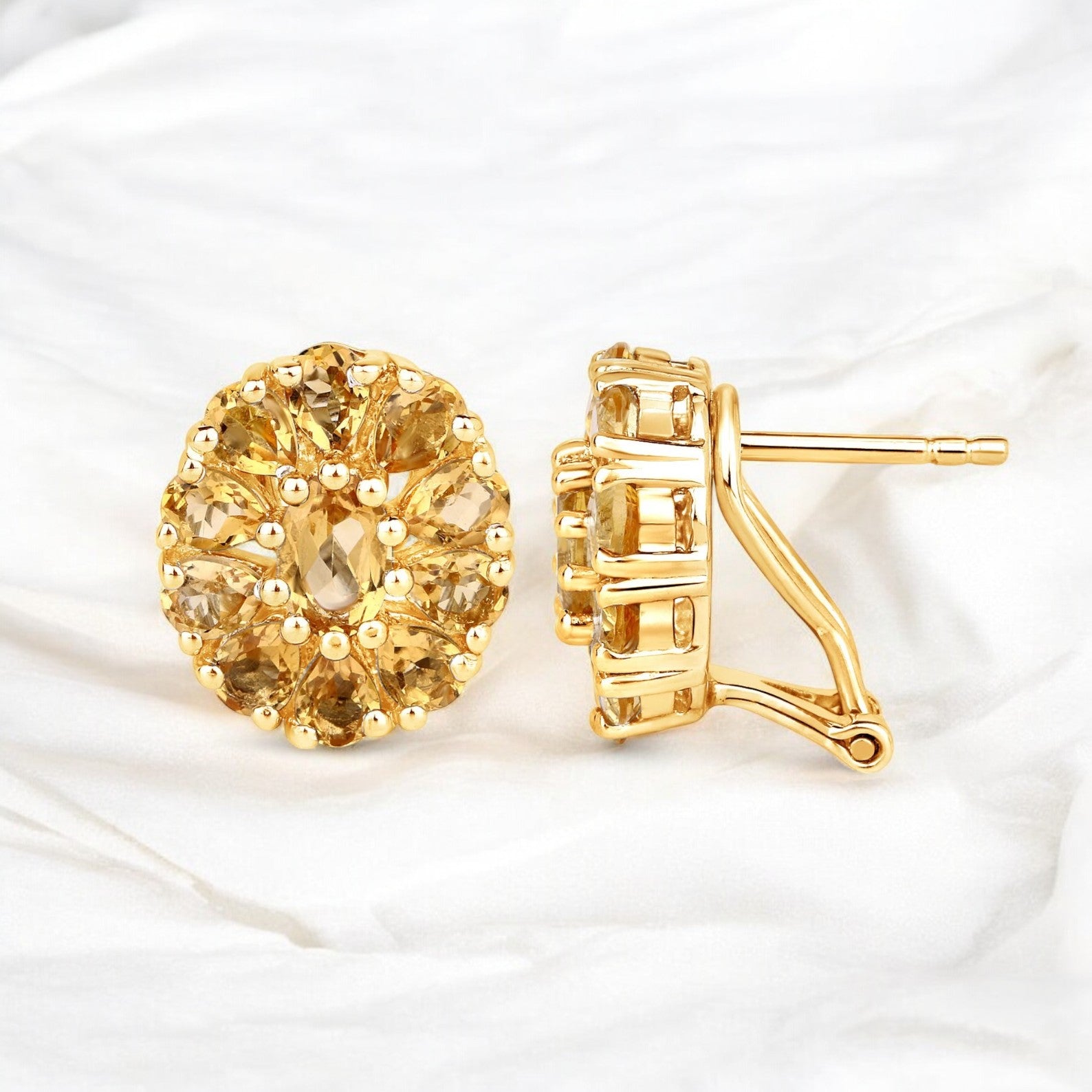 Citrine Helio Cluster Earrings - GEMPARA