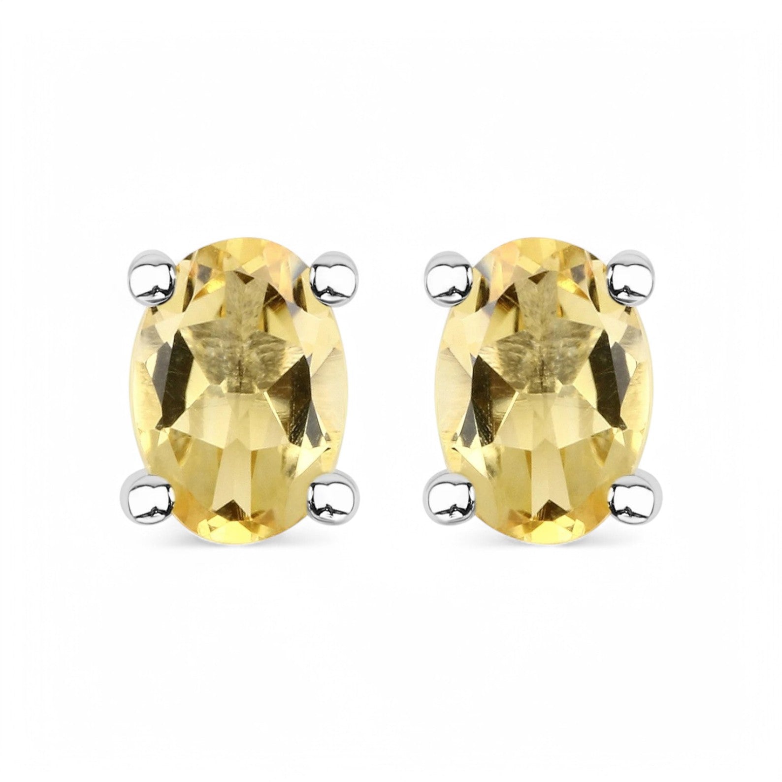 Citrine Oval cut Solitaire Stud  Earrings - GEMPARA