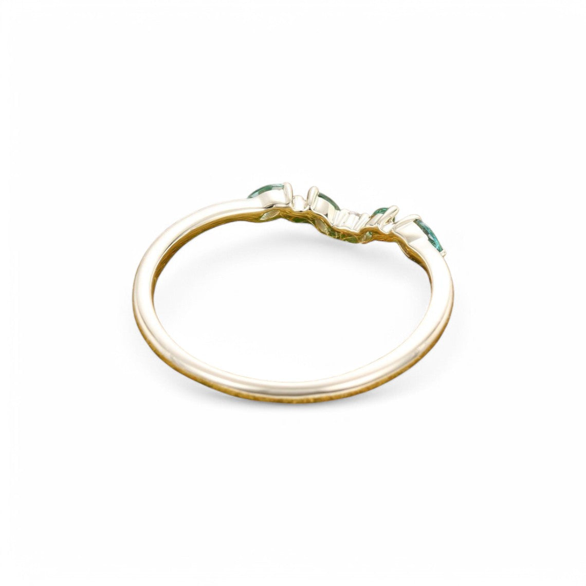 Vintage Marquise cut Lab Emerald wedding band - GEMPARA