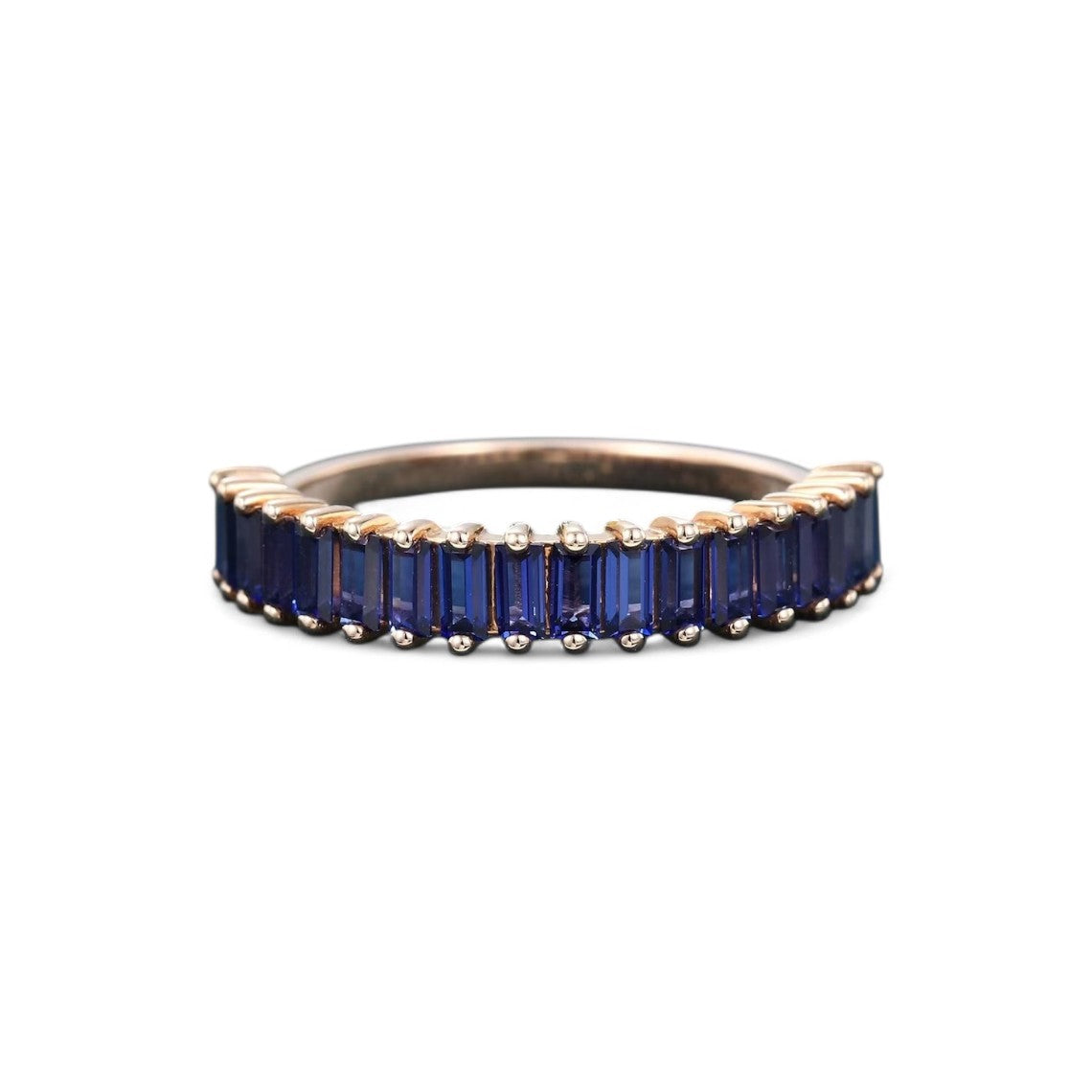 Azure Baguette Blue Sapphire Half Eternity Ring - GEMPARA