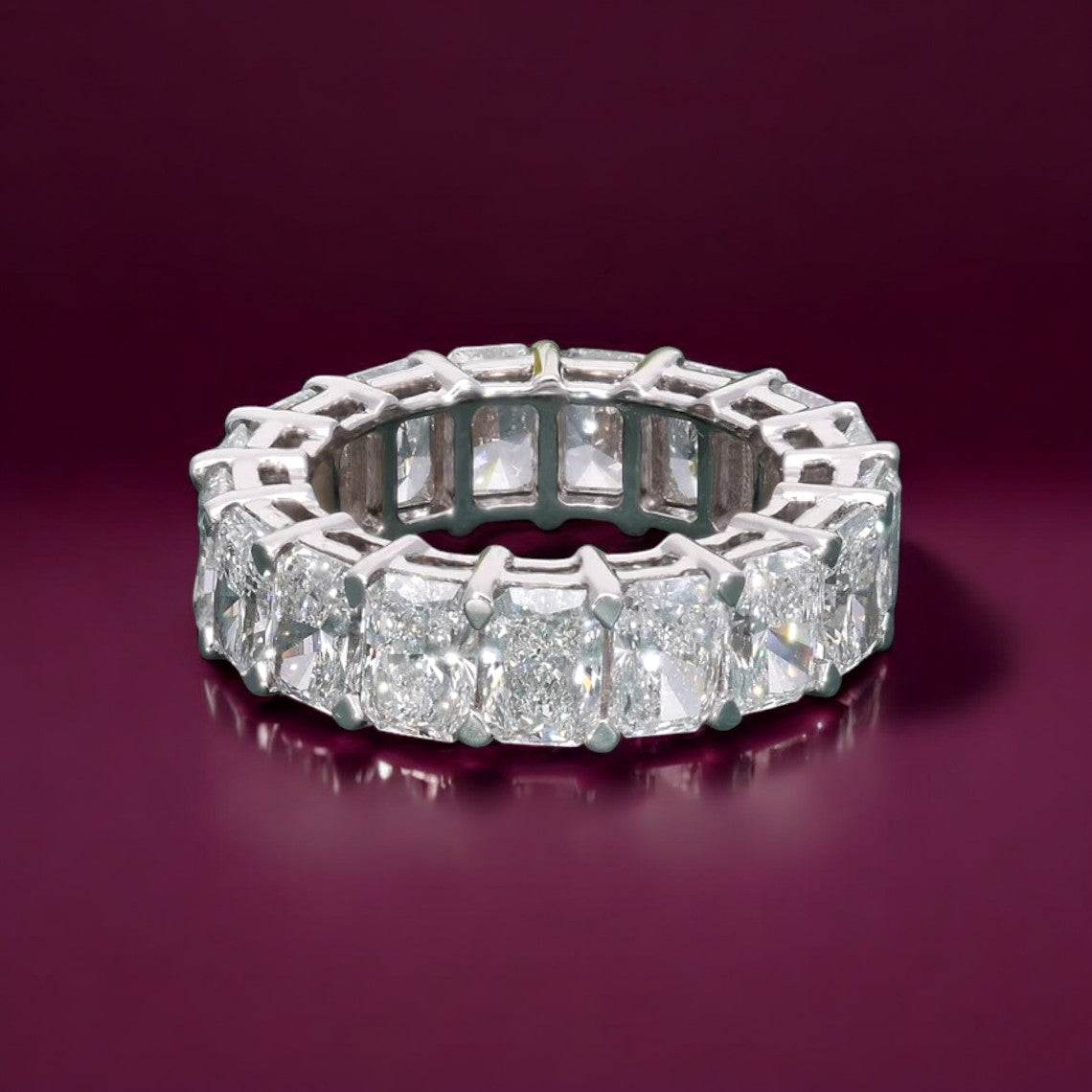 Radiant cut full Eternity Lab Diamond Ring