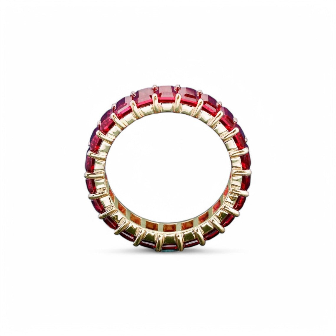 Emerald-Cut Lab  Ruby Eternity Band