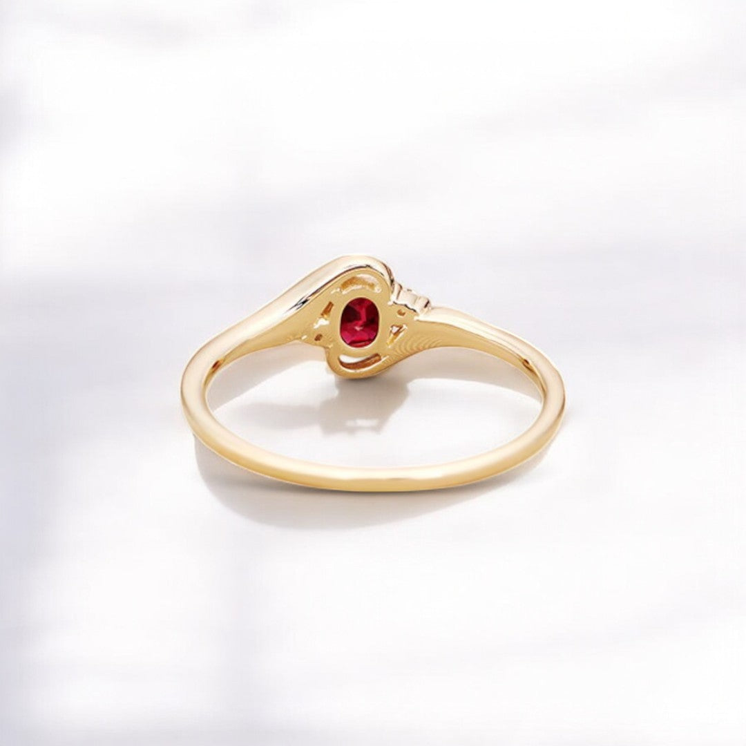 Oval-Cut Lab Ruby Twist Engagement Ring