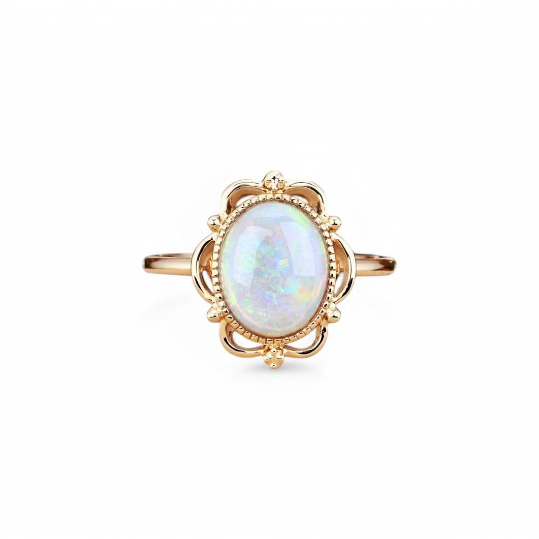 1.85CT Vintage Opal Solitaire Engagement Ring - GEMPARA