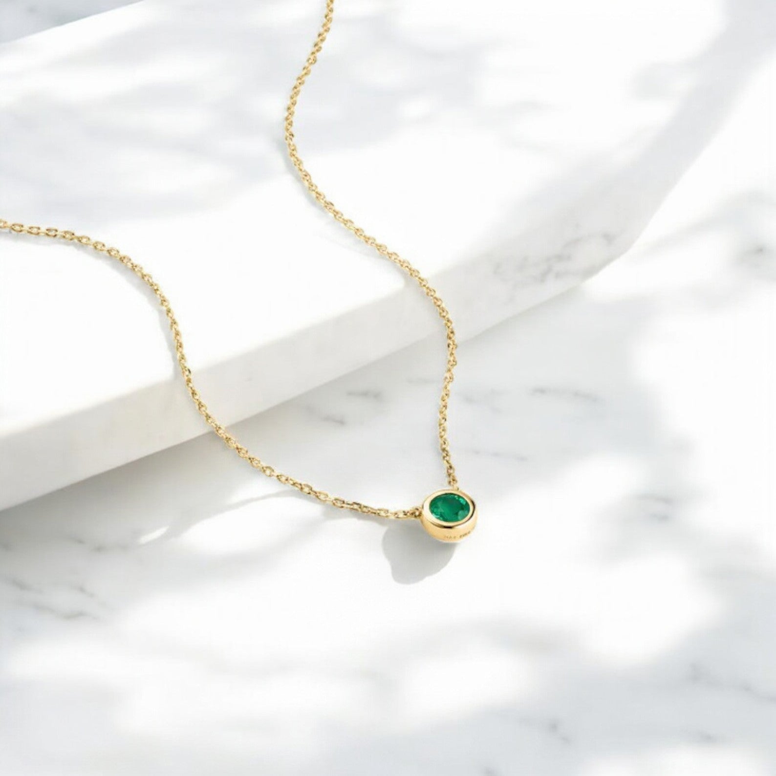 Elegant Minimalist Lab Emerald Necklace - GEMPARA